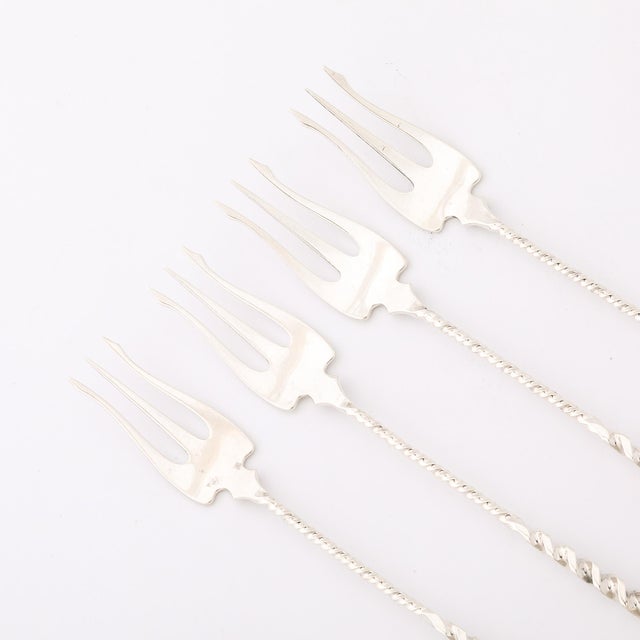 Set of 4 Arts & Crafts Sterling Silver Cocktail Forks by Whiting Manufacturing For Sale In New York - Image 6 of 14