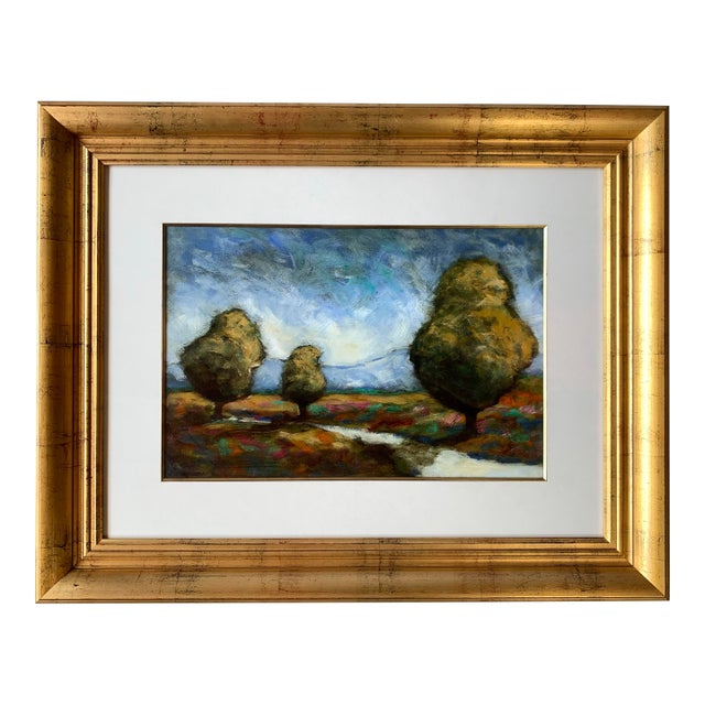 1960s "Twilight" Oil Painting by Neal Gregory in Gilt-Wood Frame For Sale