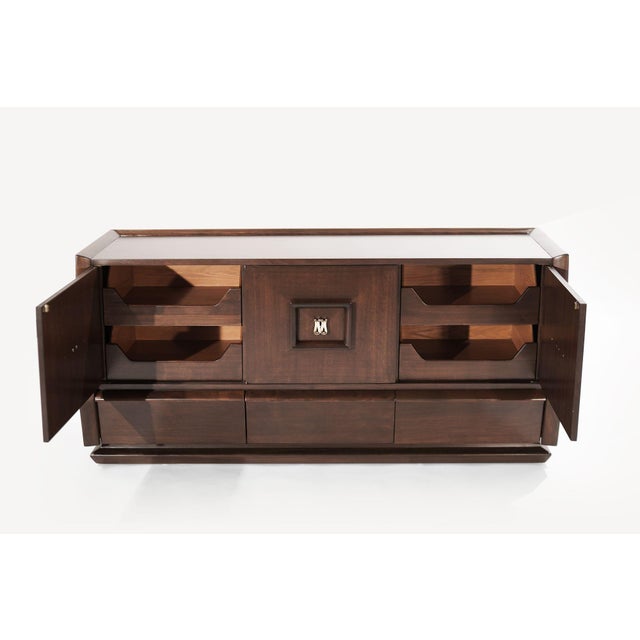 Modernist Walnut Dresser, Italy 1950s For Sale - Image 4 of 12