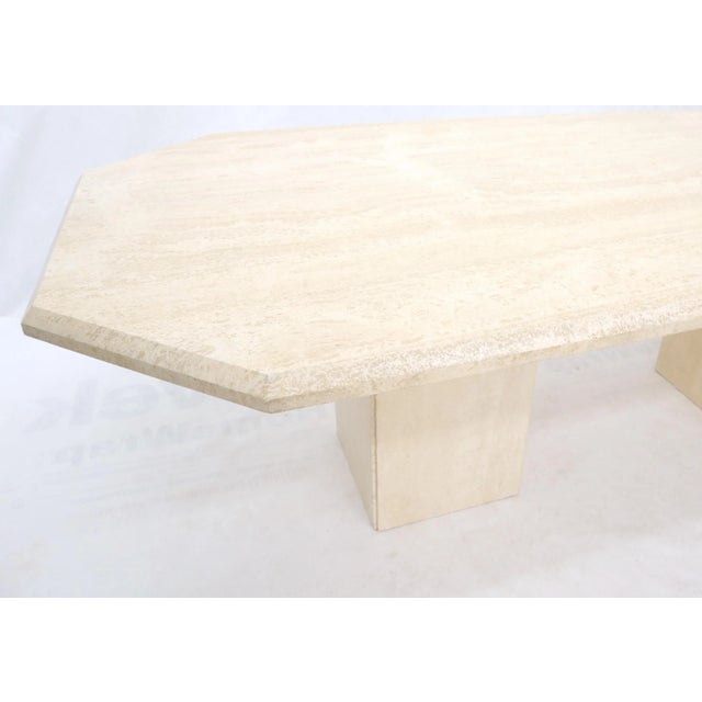 Large Rectangular Double Pedestal Travertine Dining or Conference Table For Sale - Image 11 of 13