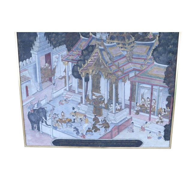 Indian Large Antique Indian Mughal Painting With Gilt Frame For Sale - Image 3 of 11