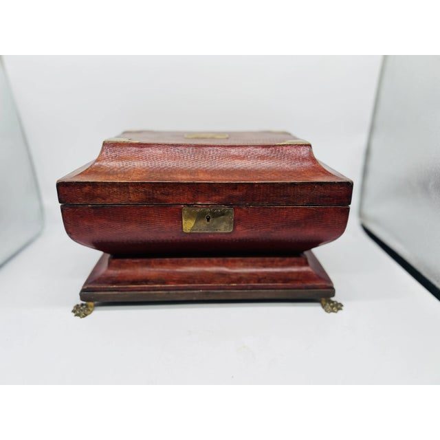 Fine Regency Egyptian Revival Leather & Snake Handled Ormolu Box C. 1815 For Sale - Image 4 of 12