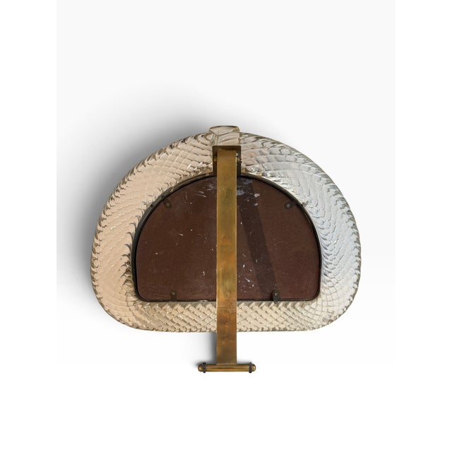 Glass 20th Century Crescent-Shaped Photo Frame in Murano Glass and Brass by Tommaso Barbi, 1920s For Sale - Image 7 of 8