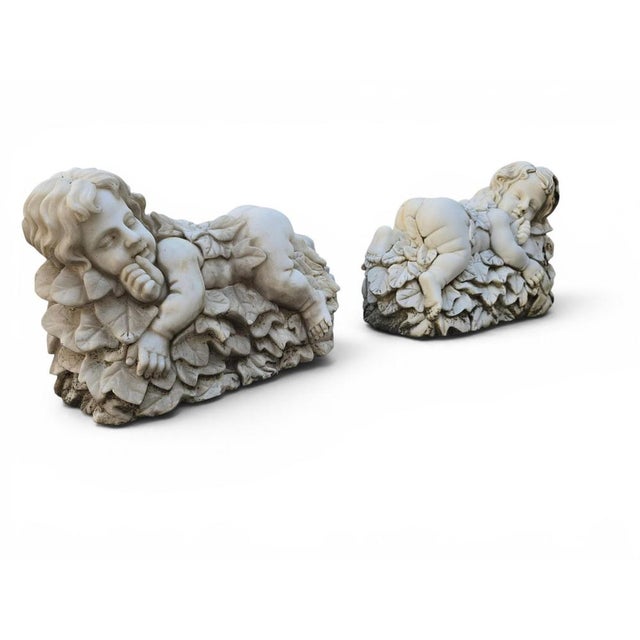 Italian Artist, Cherub Sculptures, Late 20th Century, Marble, Set of 2 For Sale - Image 6 of 11