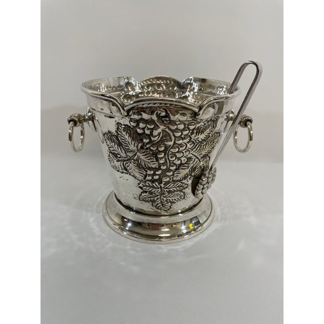 1970s Italian Silverplated Grape Motif Ice Bucket With Drain and Tongs For Sale - Image 15 of 18