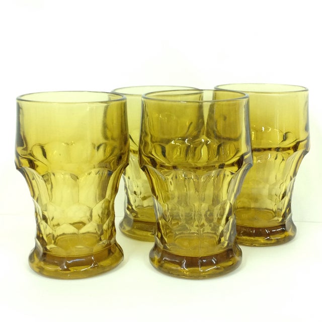 Anchor Hocking Vintage Amber Glass Tumblers Set of 4 Chairish