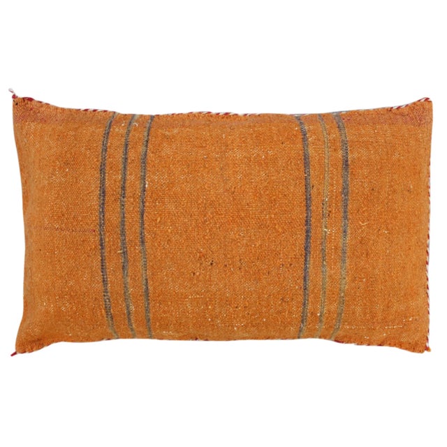Mid-Century Modern Late 20th Century Striped Moroccan Orange Pillow For Sale - Image 3 of 4