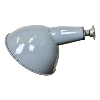 British Industrial Grey Enamel Factory Wall Lamp, 1960s For Sale