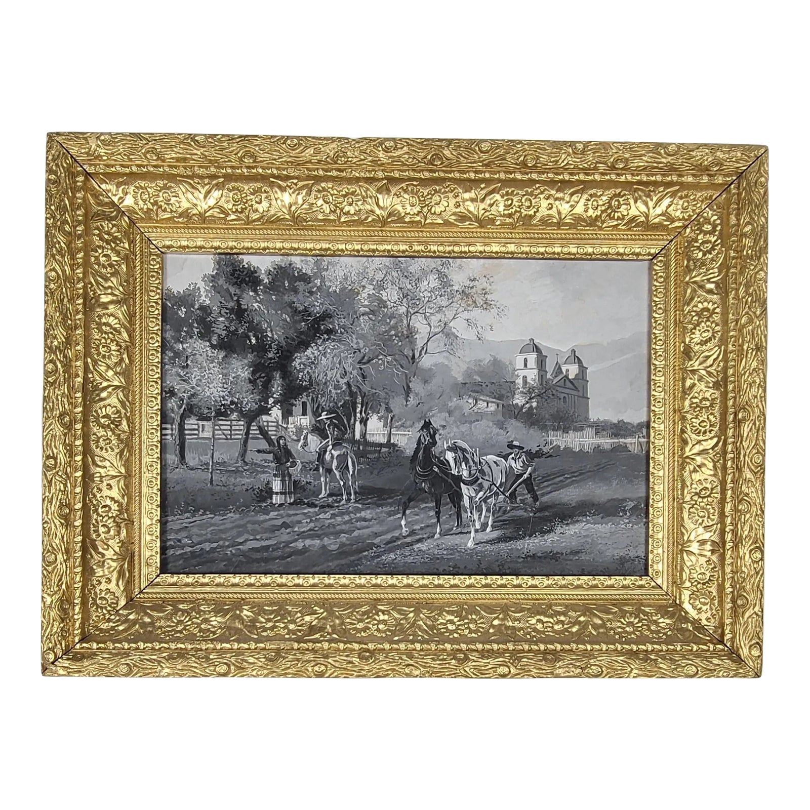 1887 J P Robertson Original Landscape Illustration on Artist #39 s Board