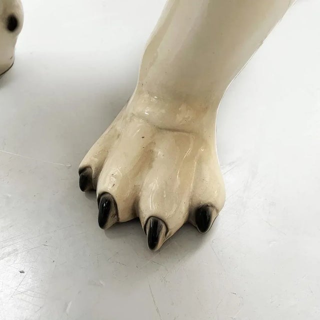 Italian Modern Beige & Black Ceramic Sculpture of Standing Bulldog, 1970s For Sale - Image 15 of 16