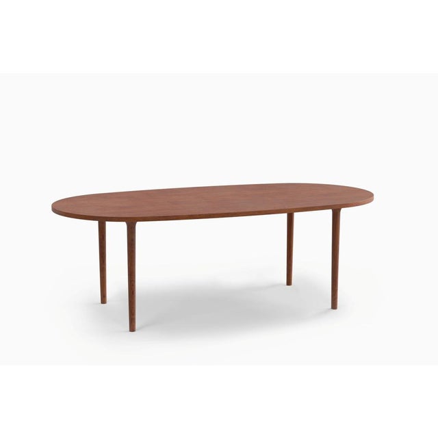 Cast Minimalist Oval Dining Table in Walnut Wood by Pedro Sotomayor For Sale - Image 9 of 9