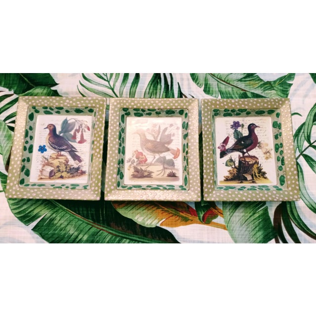 Green Vintage Chinoiserie Chelsea House Style Porcelain Bird Trinket Catchall Dish Trays -Set of 3 For Sale - Image 8 of 8