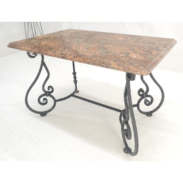 Heavy Wrought Iron Base 46x30" Thick Granite Top Outdoor Dining Table MINT For Sale - Image 12 of 12