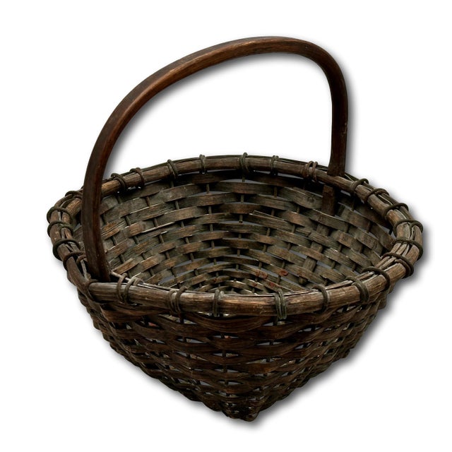 Great Authentic Antique Steel Wire & Ash Wood Splint Massachusetts Famous Ipswich Clam Diggers Gathering Basket For Sale - Image 4 of 18