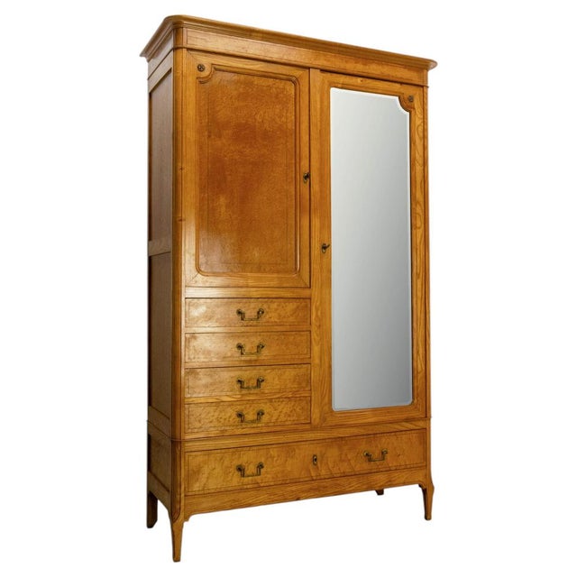 Art Nouveau French Dressing Armoire Beveled Mirror, 1920 For Sale - Image 18 of 18