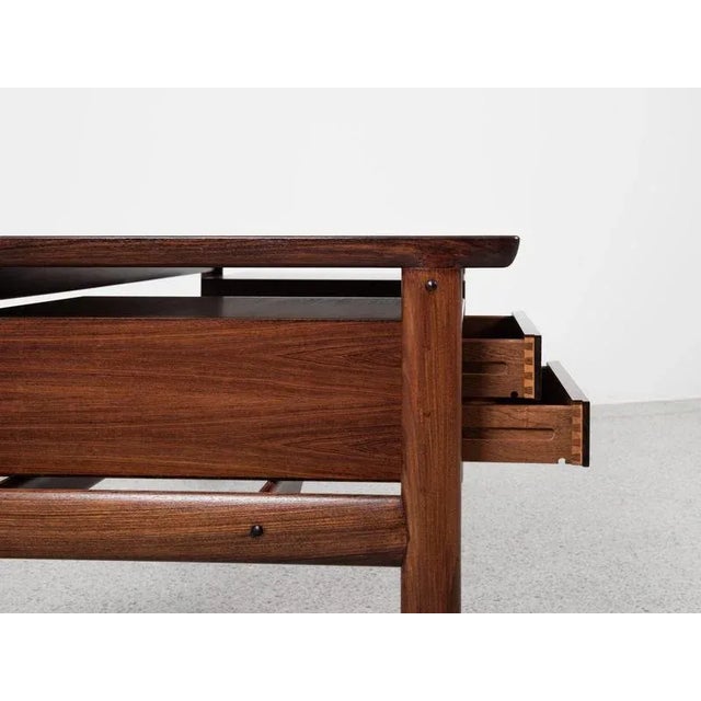Henry Rosengren Hansen Vintage Danish Desk in Rosewood and Black Leather by Arne Vodder for Sibast, 1960s For Sale - Image 4 of 13