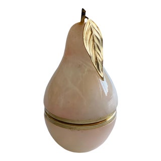 Vintage Alabaster Pear Shape Box For Sale