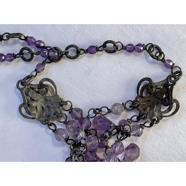 Amethyst Ralph Lauren Faceted Amethyst and Sterling Silver 3 Tiered Necklace For Sale - Image 8 of 8
