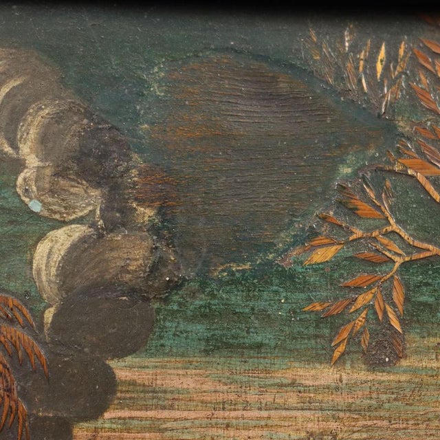 Textile Unknown, Killing of Abel, Wood Inlay, Framed For Sale - Image 7 of 12