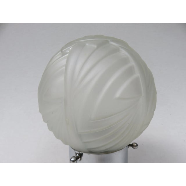 Small Art Deco Chrome & Frosted Glass Table Lamp For Sale - Image 4 of 13