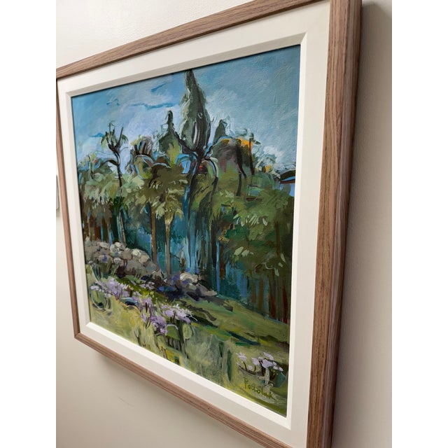 Contemporary Late 20th Century, Untitled Landscape, Original Acrylic on Canvas Custom Framed With Linen Liner and Wood Frame, Artist Mary Ann Podolak For Sale - Image 3 of 7