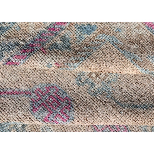 Vintage Persian Shiraz With Tribal Design in Soft Yellow, Pink, and Blue Gray 4'10 X 7'4 For Sale - Image 10 of 11