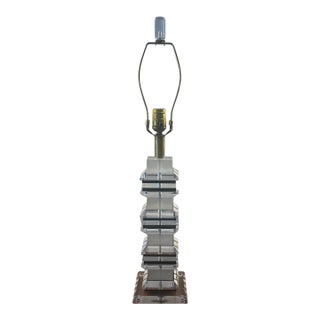 1970s Karl Springer Stacked Lucite Table Lamp For Sale
