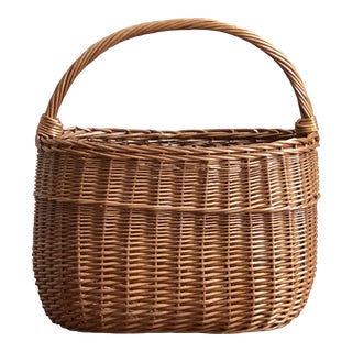 Large Vintage French Style Market Basket For Sale