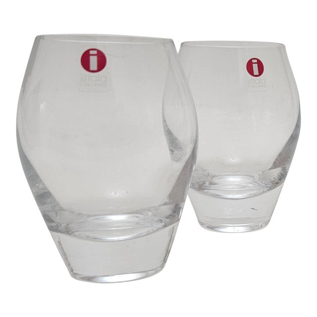 1990s Iittala Finland Stella Sherry Glasses, Pair For Sale