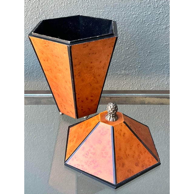 Wood Vintage Boho Faceted Burl Wood Lidded Box For Sale - Image 7 of 12