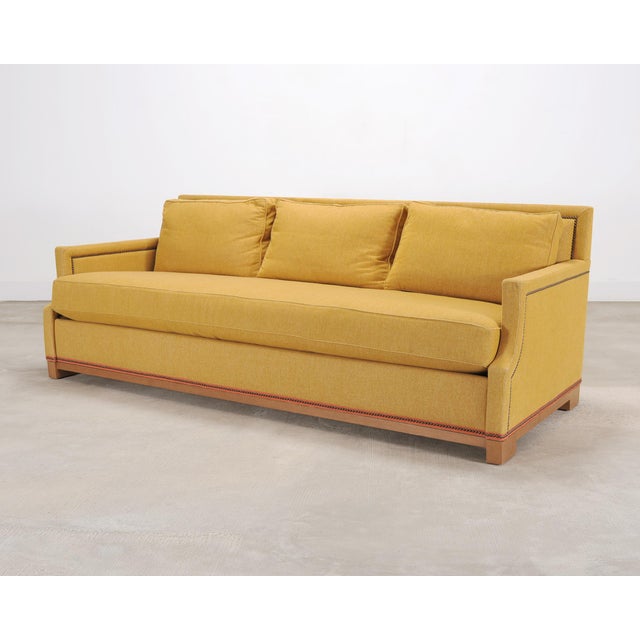 Wood Holly Hunt for Studio H George v Sofa in Goldenrod Fabric For Sale - Image 7 of 18