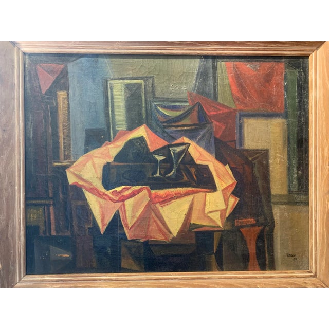 Framed Arnold Rosin (Studied under Fernand Leger) framed 1950 French cubist still life. Arnold Rosin was born in New...