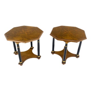 Pair of Baker Neoclassical Octagon Shape End Side Lamp Tables Stands MINT! For Sale
