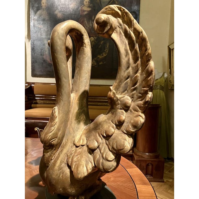 Ittalian Artist, Empire Period Decorative Swan Sculptures, 1800s, Giltwood, Set of 2 For Sale - Image 4 of 13