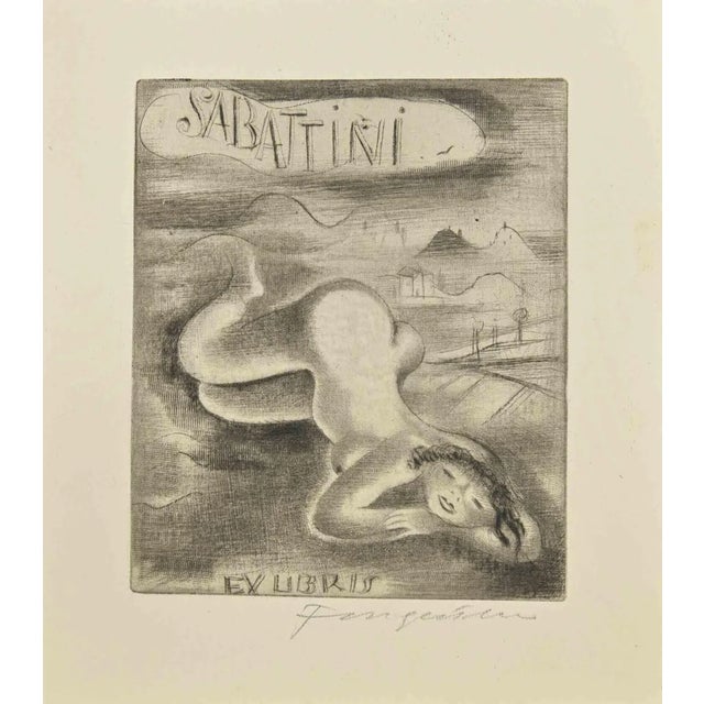 Michel Fingesten, Ex Libris Sabattini, Etching, 1930s For Sale