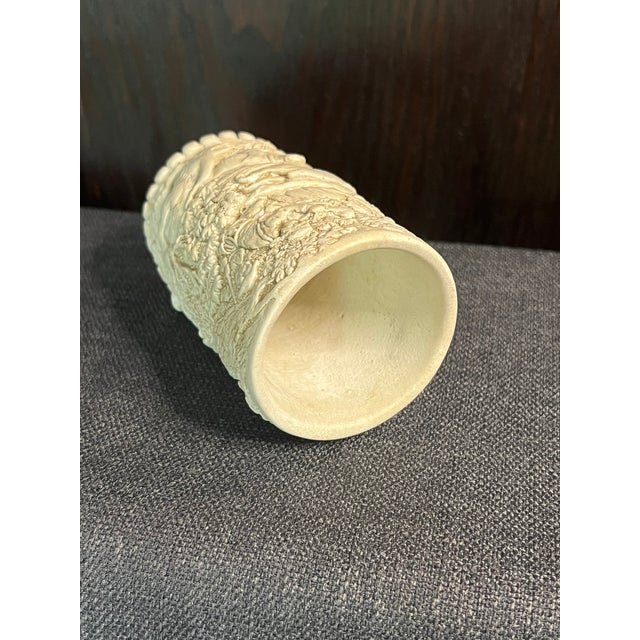 Ceramic Carved Porcelain Cup With Hunting Scene For Sale - Image 7 of 8