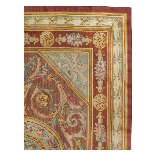 French Antique French Savonnerie Rug in the Style of Louis XV For Sale - Image 3 of 10