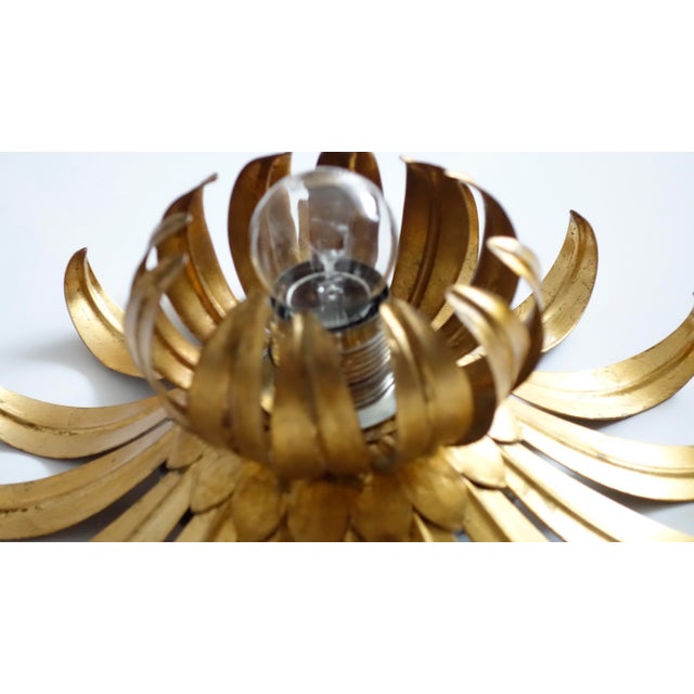 1960s Hollywood Regency Gold Plated Metal Ceiling Lamp, 1960s For Sale - Image 5 of 7