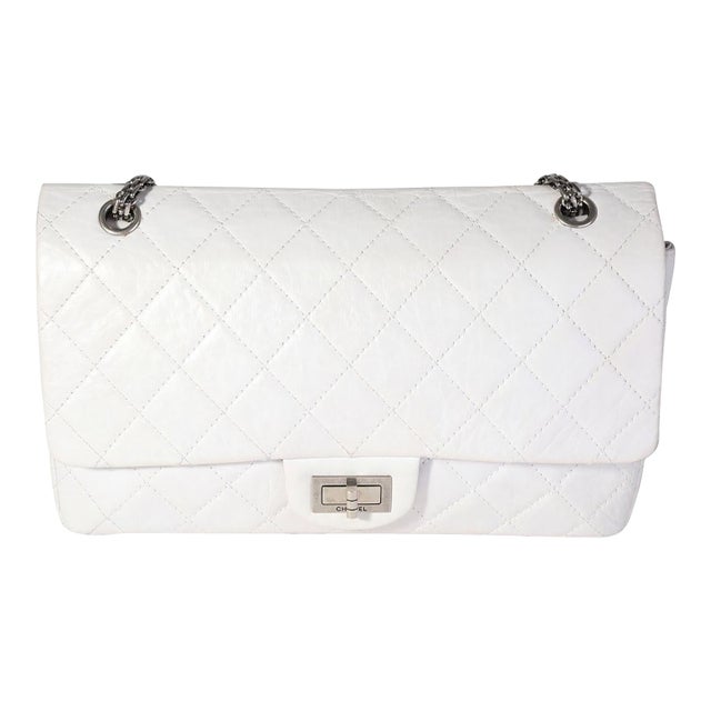 White Aged Calfskin Quilted 2.55 Reissue 227 Flap For Sale