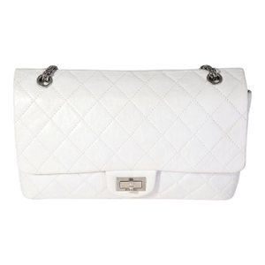 White Aged Calfskin Quilted 2.55 Reissue 227 Flap