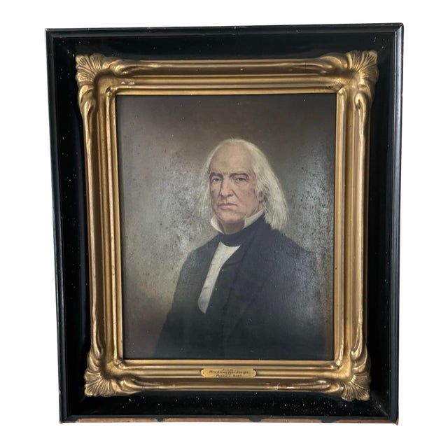 Antique 19th C Oil Portrait Painting Signed Victorian Gilt Shadow Box Frame For Sale