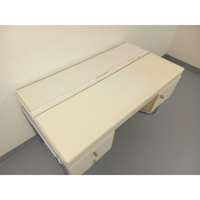 Mid-Century Modern Vintage Bauhaus Style Desk in Melamine and Chromed Metal, 1970s For Sale - Image 3 of 11