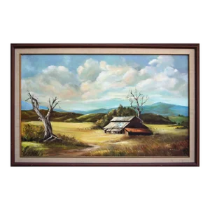 1970s Vintage California Gold Country Landscape With Barn by N. McCarroll