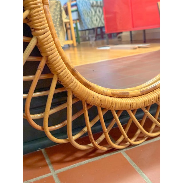 Mid-Century Modern 1950s Italian Wicker Oval Wall Mirrors by Franco Albini, a Pair For Sale - Image 3 of 12