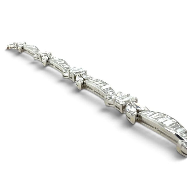 1950s Mid Centry, 15.00 Carats Diamond Bracelet, Platinum For Sale - Image 5 of 5