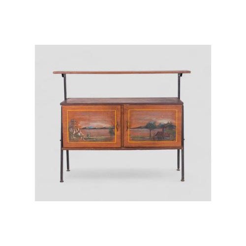 This charming vintage cabinet is a unique piece that combines functionality and art. Made of wood, the cabinet features a...