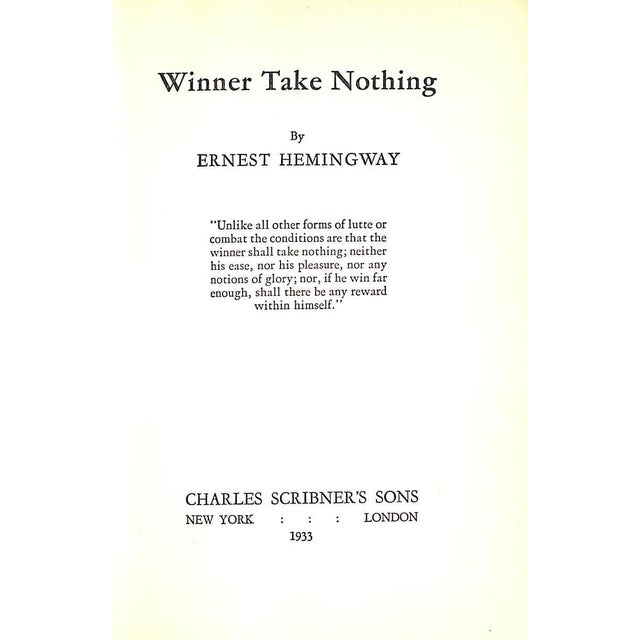 White "Winner Take Nothing" 1933 Hemingway, Ernest For Sale - Image 8 of 9