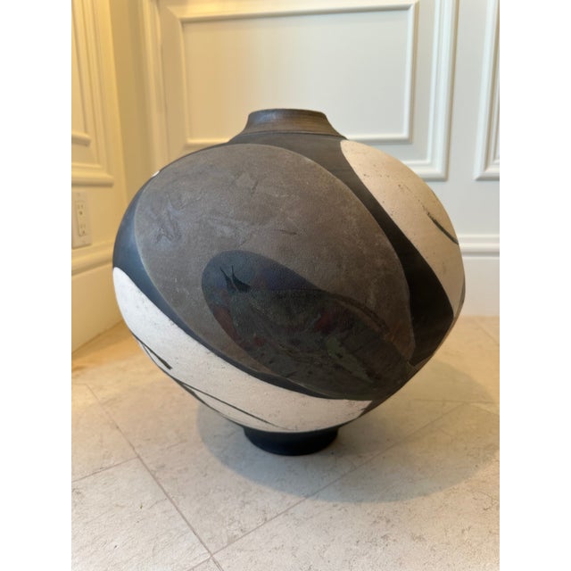 Vintage Monumental Raku Vase For Sale - Image 4 of 12