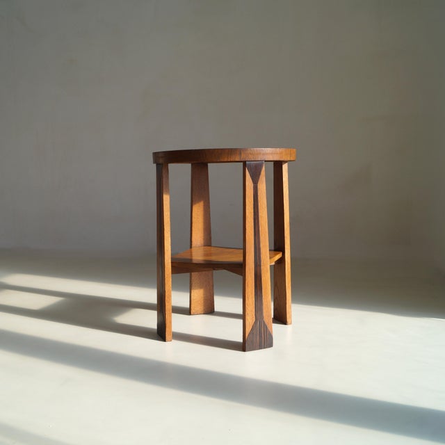 1920s Dutch Art Deco Amsterdam School Occasional Table in Oak and Macassar, 1920s For Sale - Image 5 of 16