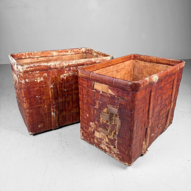 Vintage Japanese Bamboo Baskets, 1930s, Set of 2 For Sale - Image 14 of 18